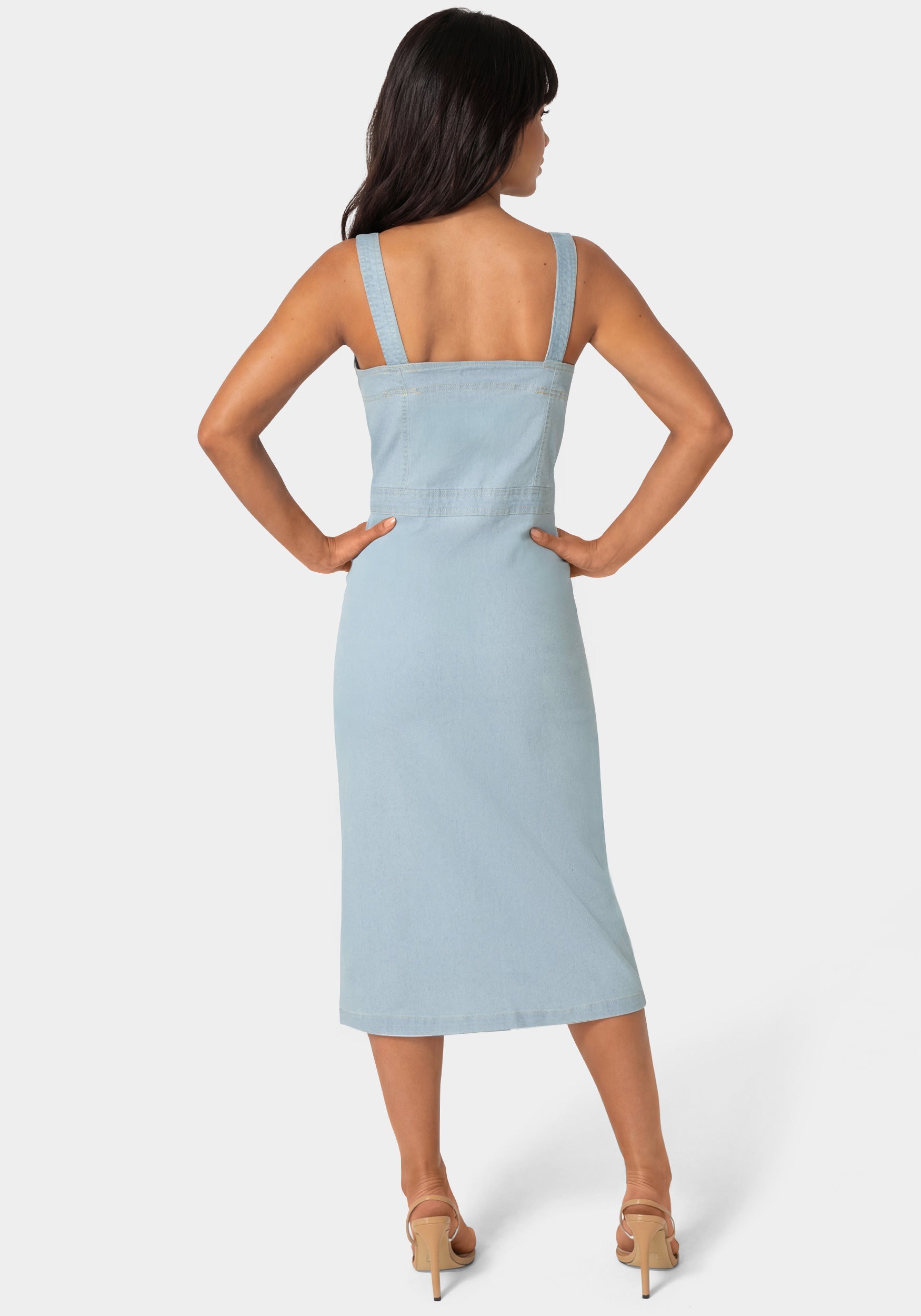 Back View-The Welted Dress-Light Wash