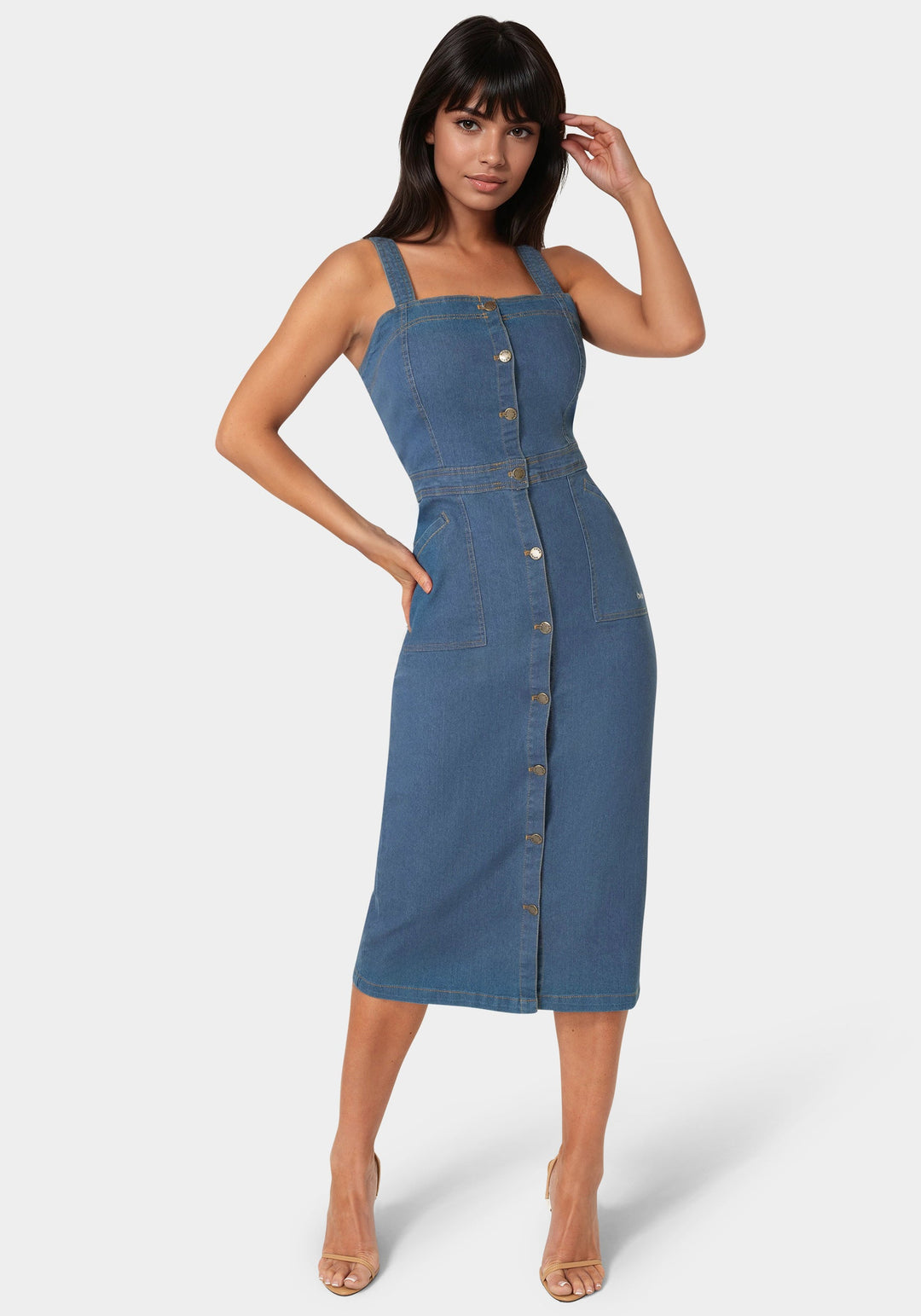 Front View-The Welted Dress-Medium Wash