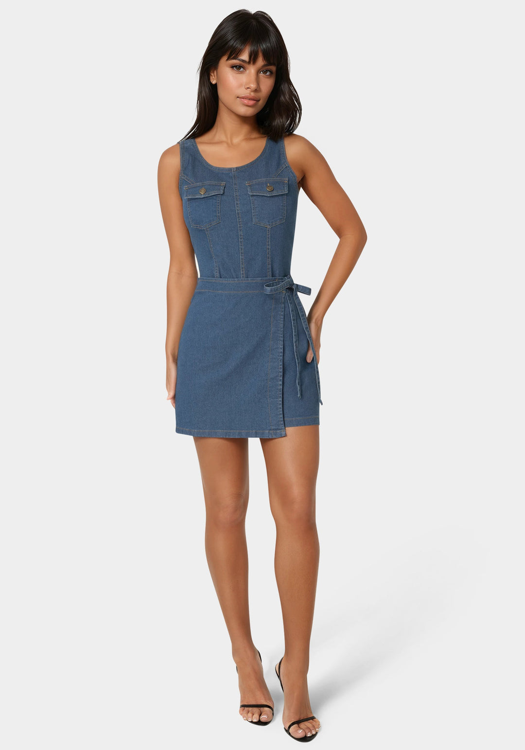 Front View-The Layered Dress-Medium Wash