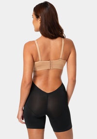Back View-Hi-Waisted Shaping Shorts - Tummy Control Shapewear-BLACK
