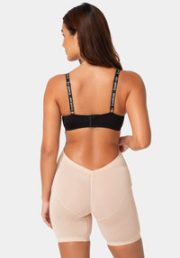 Back View-Hi-Waisted Shaping Shorts - Tummy Control Shapewear-SOFT NUDE