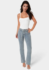 Detail View-The Sparkle Tie Jean-Light Acid Wash