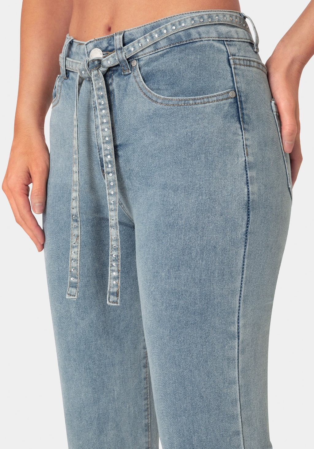 Side View-The Sparkle Tie Jean-Light Acid Wash