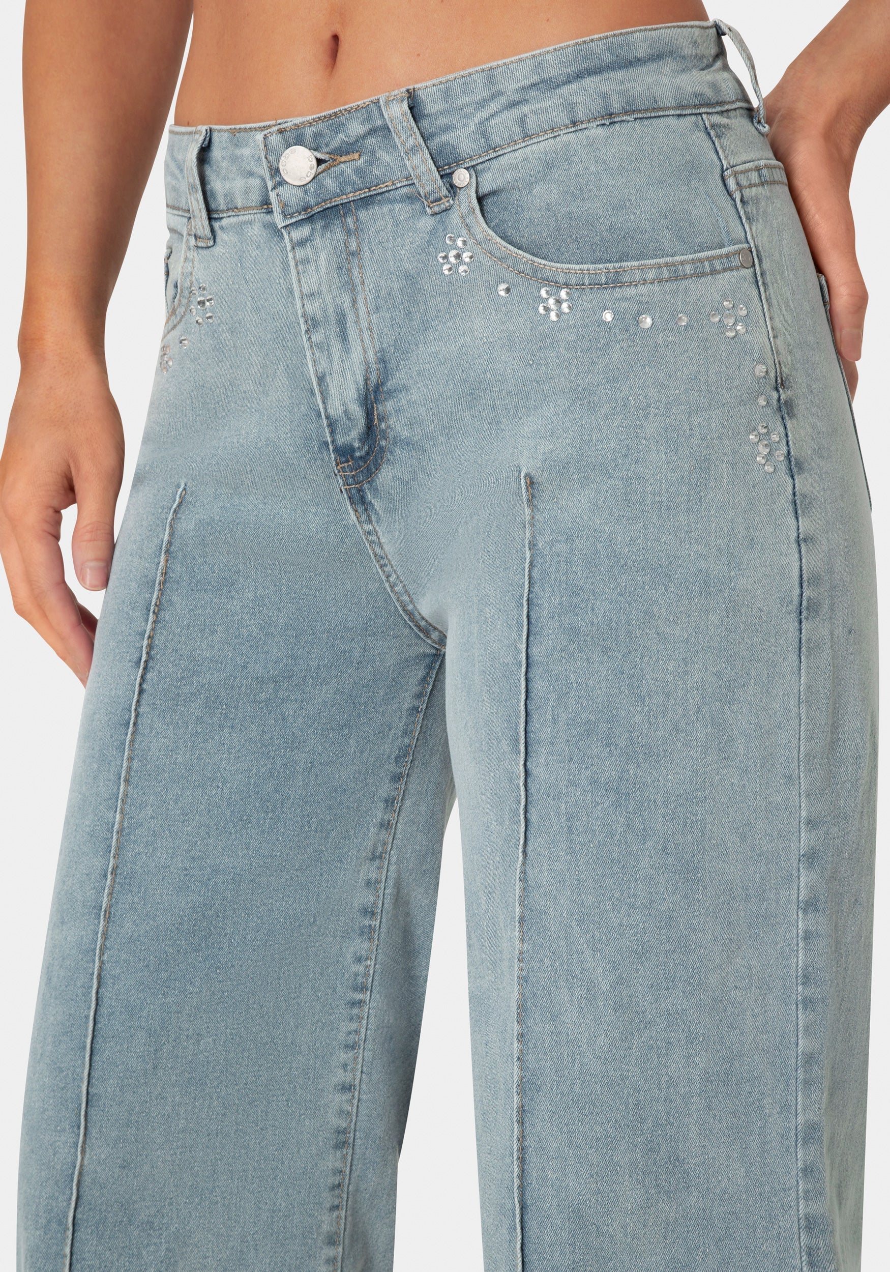 Side View-The Jeweled Jean-Light Acid Wash