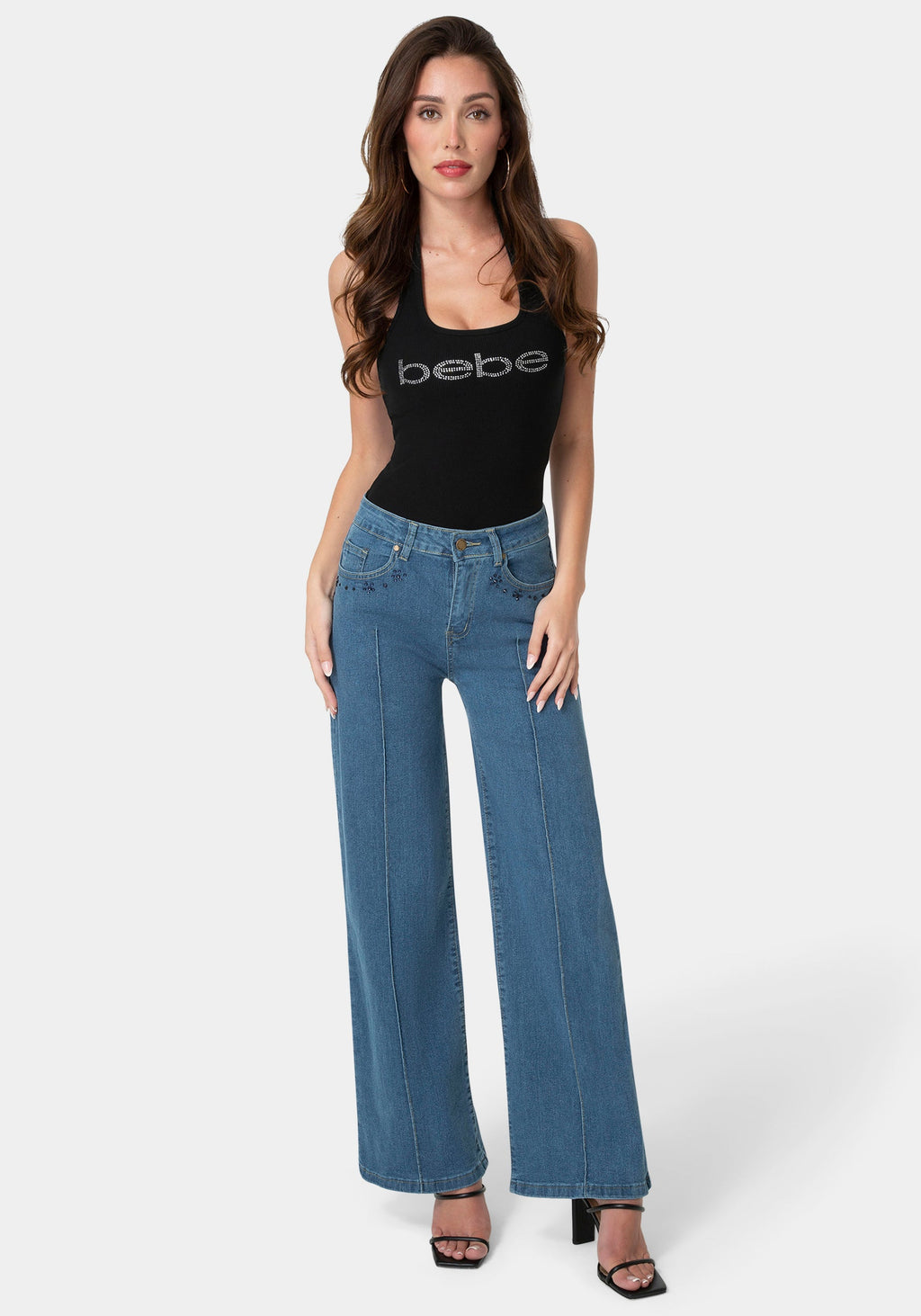 Detail View-The Jeweled Jean-MEDIUM BLUE