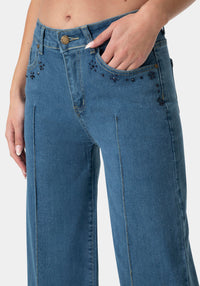 Side View-The Jeweled Jean-MEDIUM BLUE