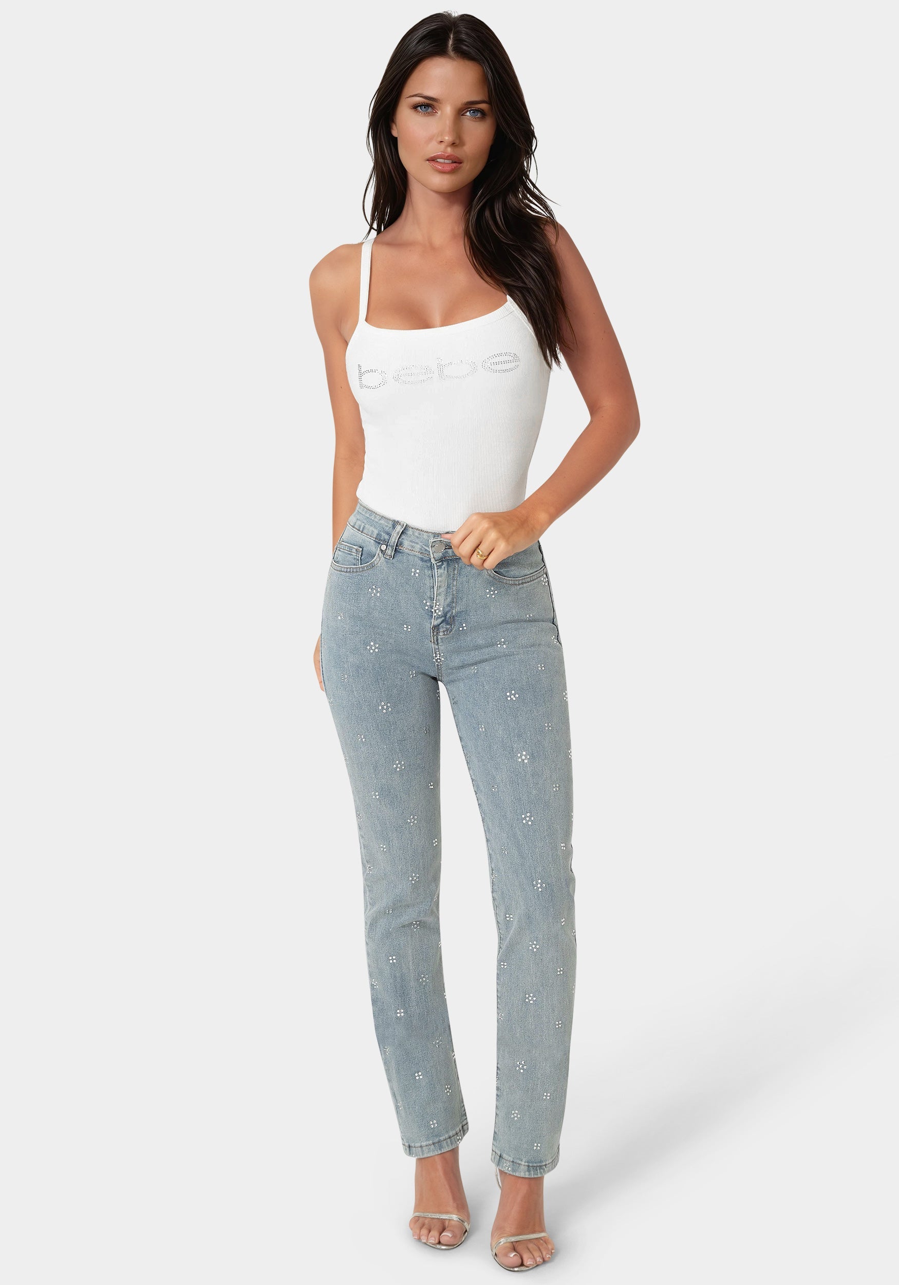 Detail View-The Rosette Jean-Light Acid Wash