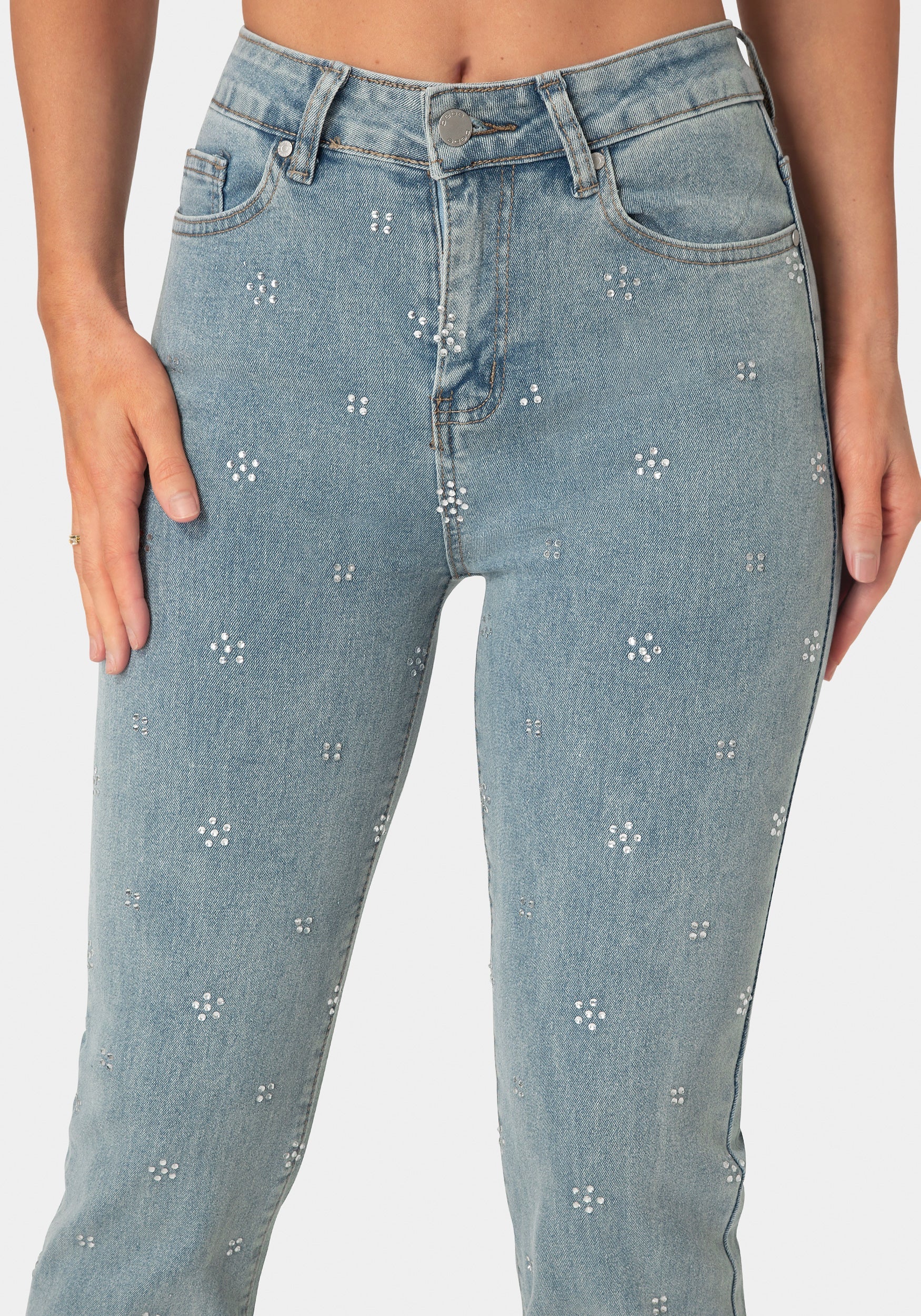Side View-The Rosette Jean-Light Acid Wash