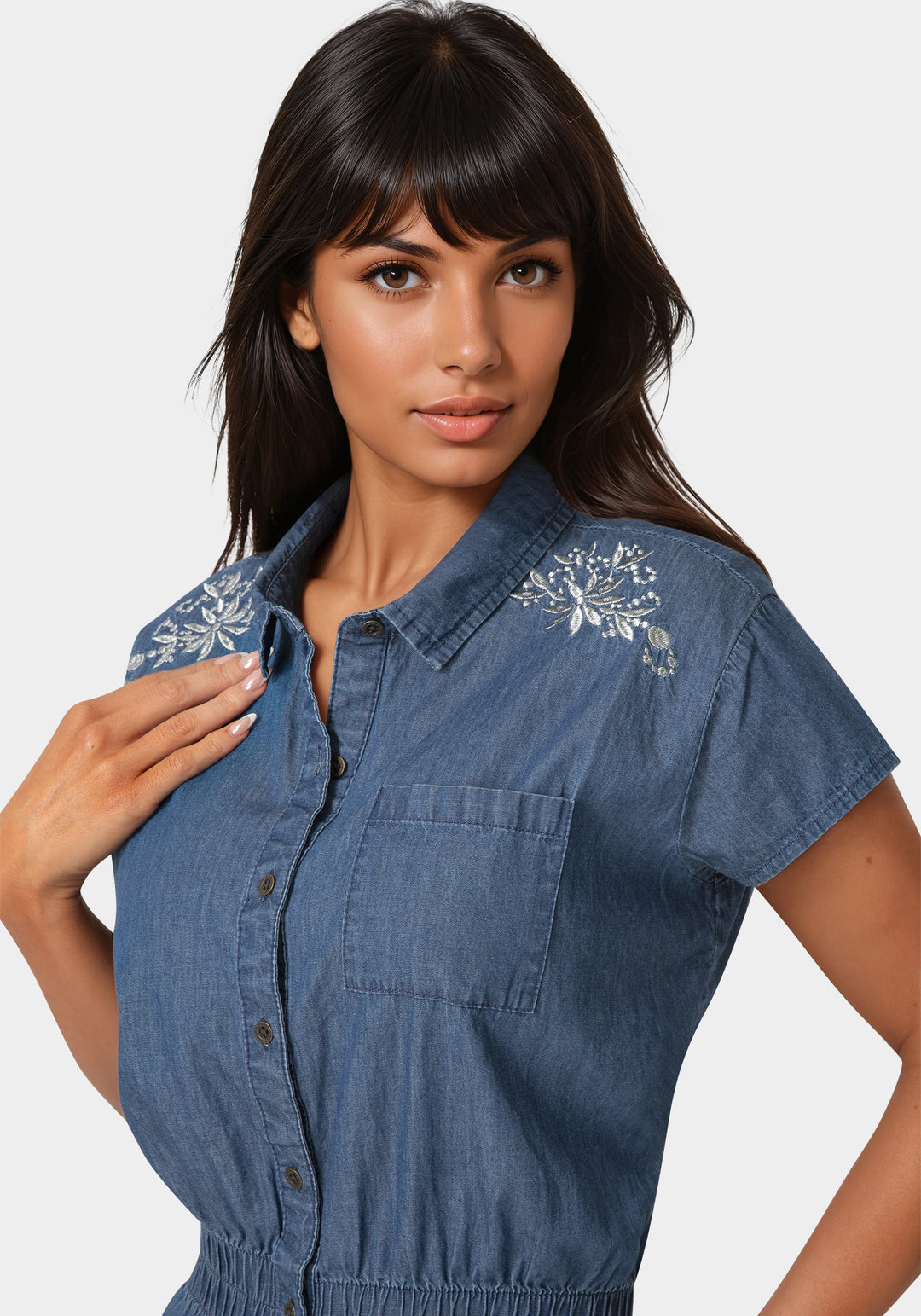 Other View-The Ruched Shirt-MEDIUM BLUE
