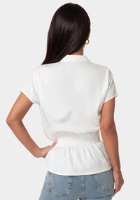 Back View-THE RUCHED WAIST SHIRT-WHITE
