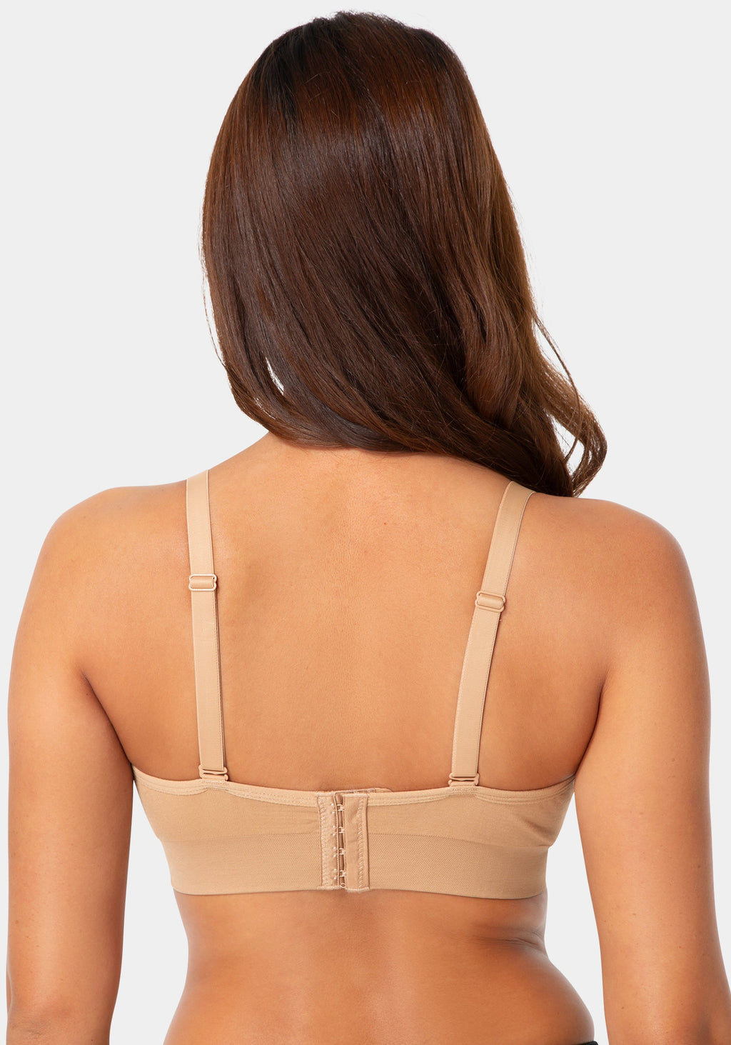 Back View-Strapless Wireless Plunge Bra - Convertible Padded-TOFFEE