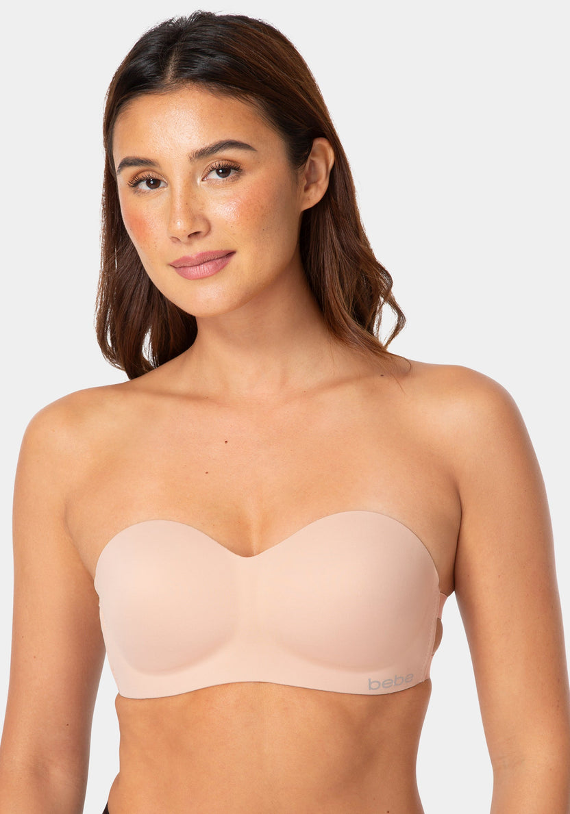 Front View-Strapless Wireless Push-Up Bra - Convertible-SOFT NUDE