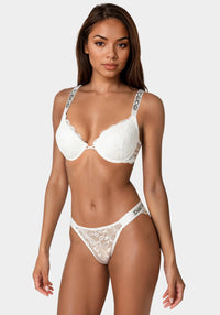Front View-Tag Free Lace Mega Push Up Bra-Sea Salt