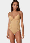 Microfiber and Mesh Detail Shaping Bodysuit