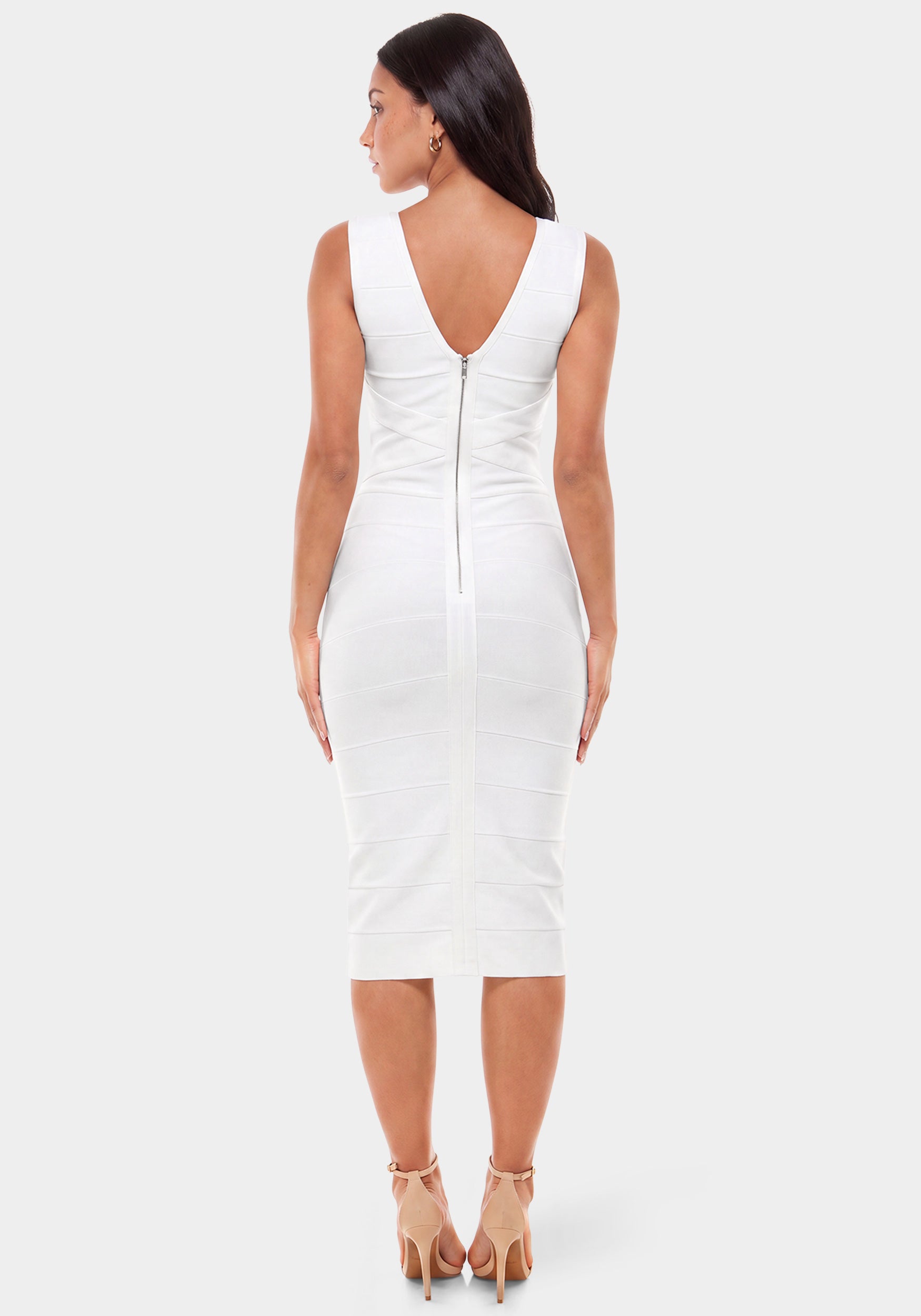 Back View - White Bandage Dress