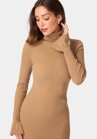 Other View-BELL SLEEVE TURTLENECK MIDI-Mocha