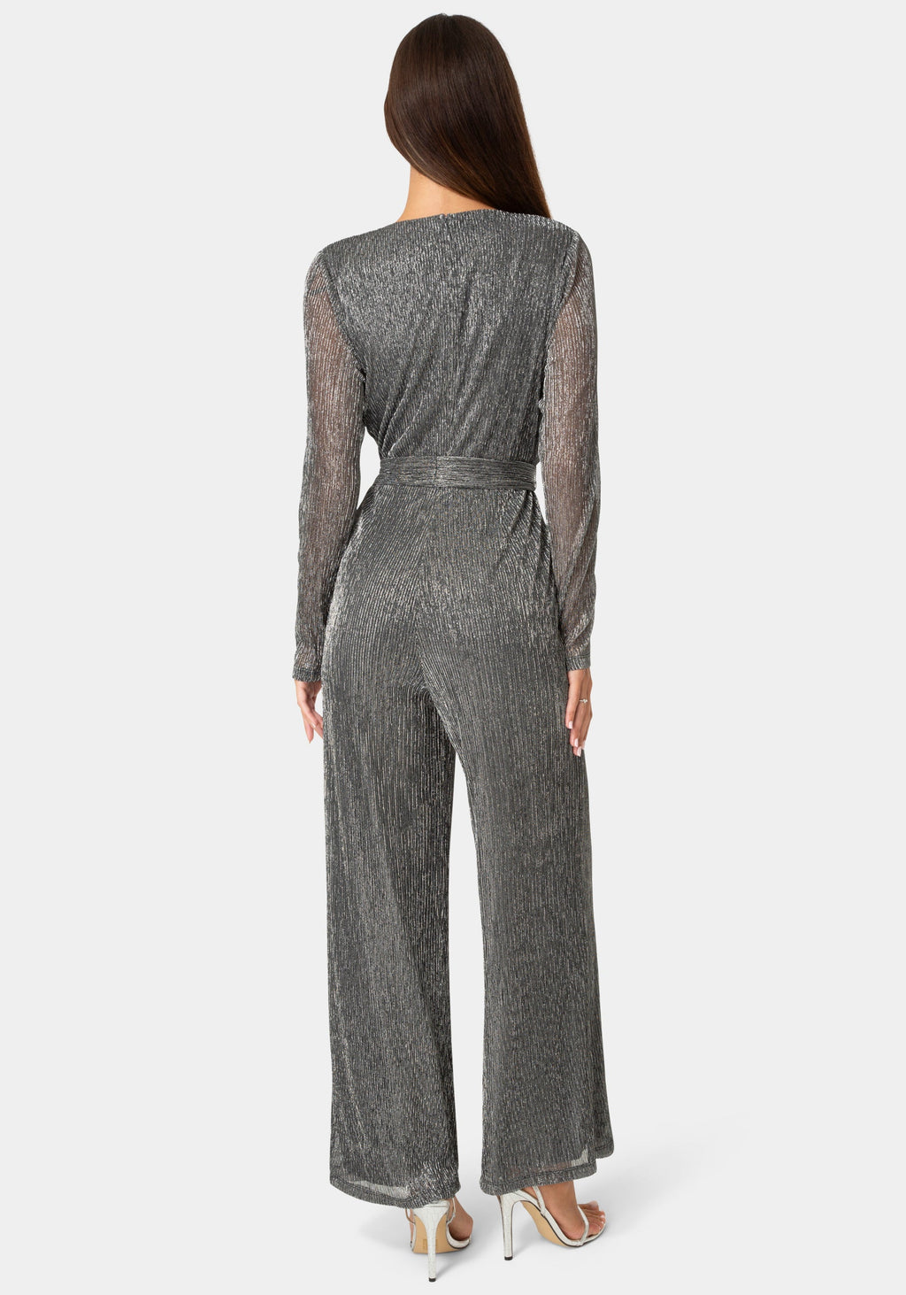 Back View-PLISSE KNIT JUMPSUIT-SILVER