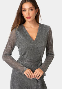 Other View-PLISSE KNIT JUMPSUIT-SILVER