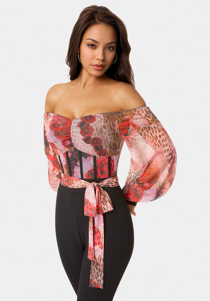 Other View-Mesh Off Shoulder Catsuit-ROSE INSTINCT