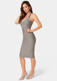 Side View-Bandage Halter Dress-Silver