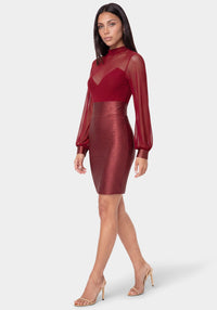 Side View-Bandage Sparkle Dress-Wine