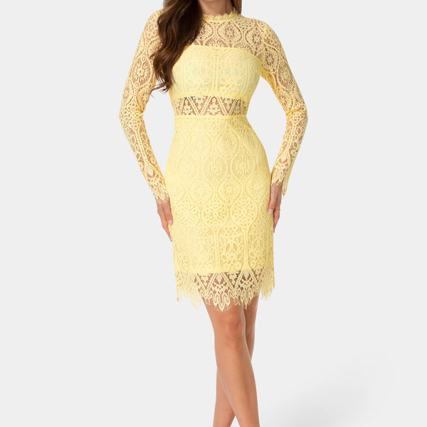 Front View-Bandeau Lace Dress-Butter