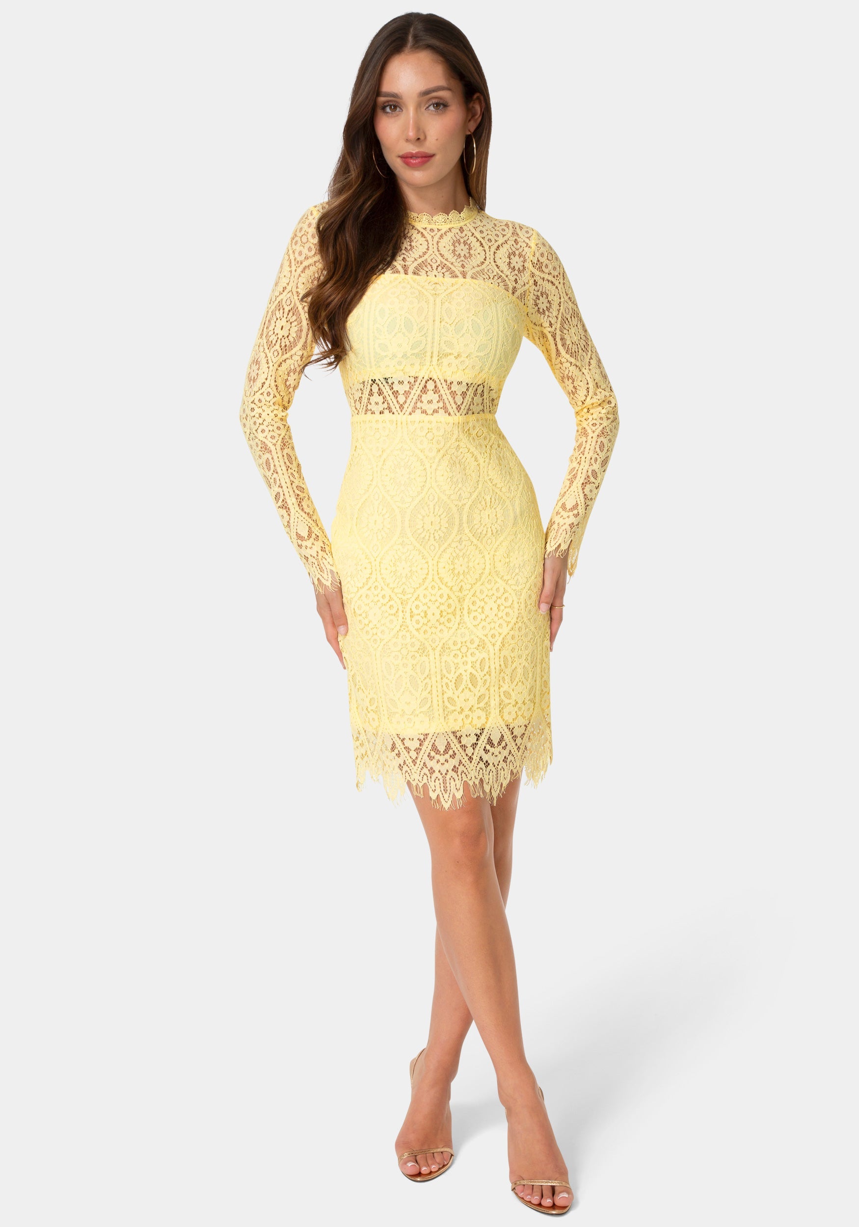 Front View-Bandeau Lace Dress-Butter
