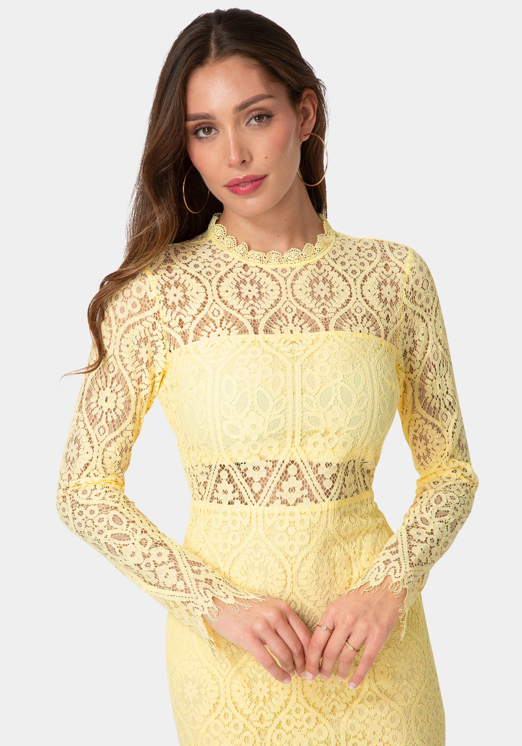 Front View-Bandeau Lace Dress-Butter