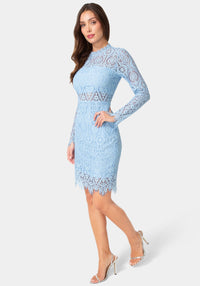 Side View-Bandeau Lace Dress-Lite Blue