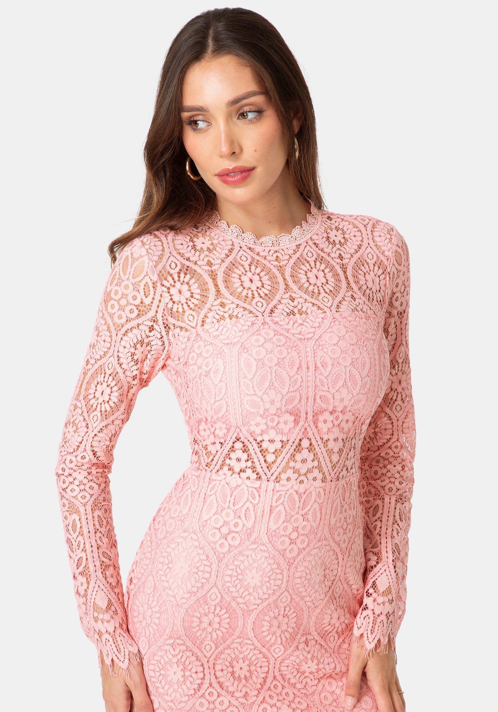 Other View-Bandeau Lace Dress-Rose