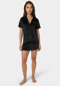 Front View-S/Slv Notch Collar Short Set-Black Beauty