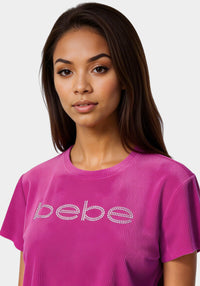 Detail View-Rib Velour Rhinestone Front-Festival Fuchsia