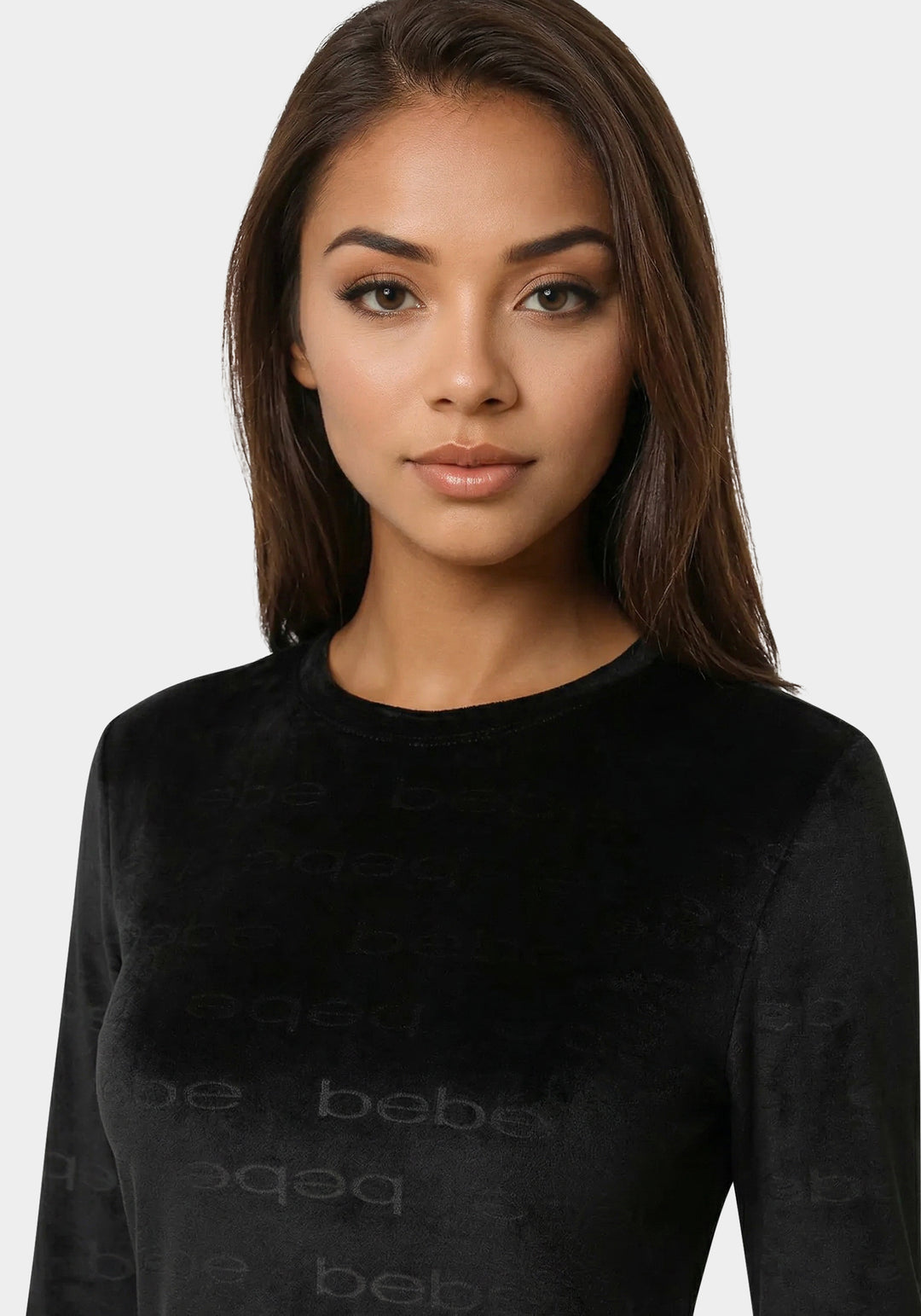 Detail View- 2pc Velour Bebe Louge Sleep Base Layer Set-Black