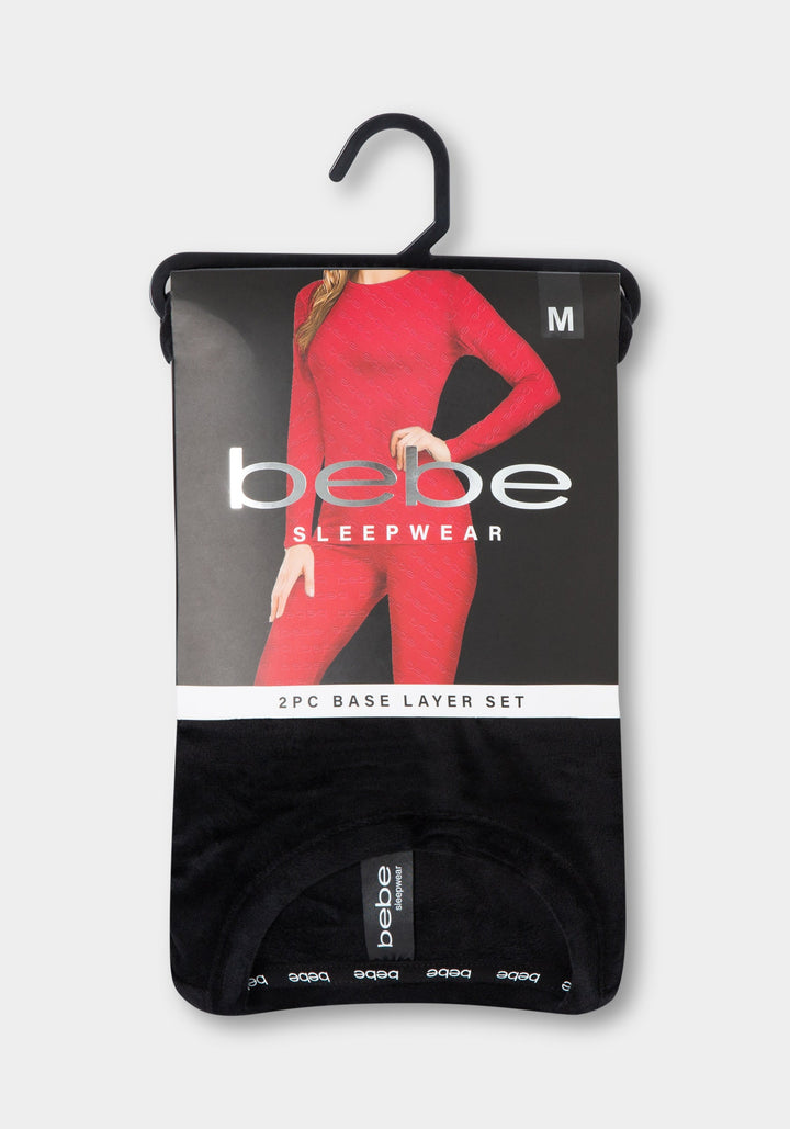 Package View- 2pc Velour Bebe Louge Sleep Base Layer Set-Black