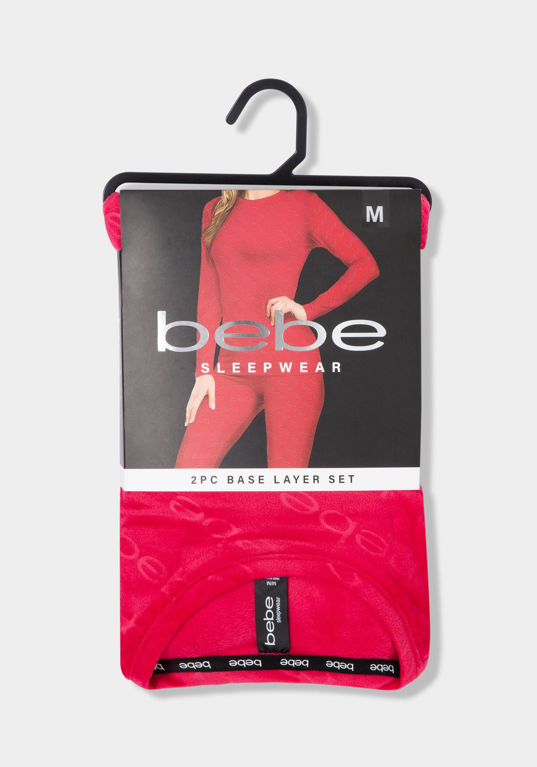 Package View- 2pc Velour Bebe Louge Sleep Base Layer Set-Crimson