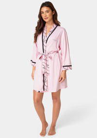 Other View-3-Piece Chemise, Shorts & Robe Pajama Set - Pink-PINK LADY