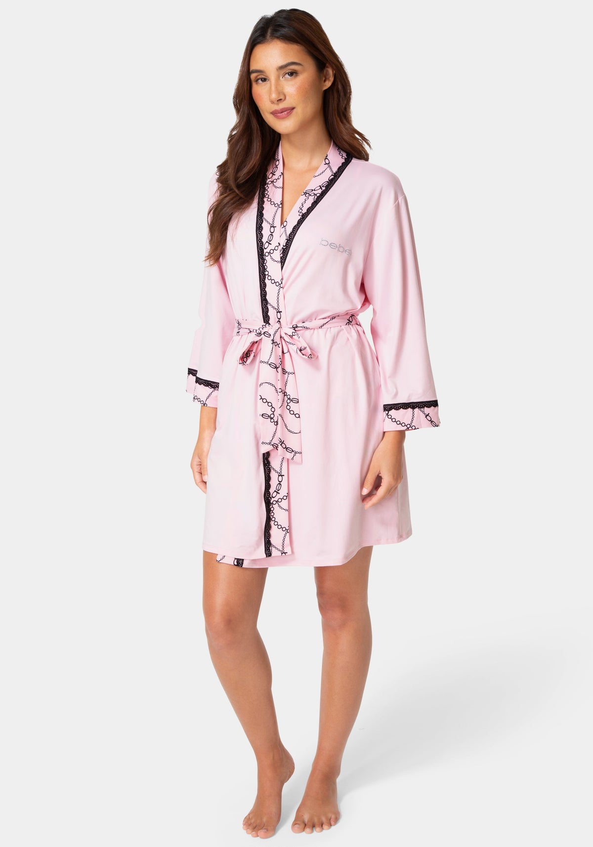 Other View-3-Piece Chemise, Shorts & Robe Pajama Set - Pink-PINK LADY