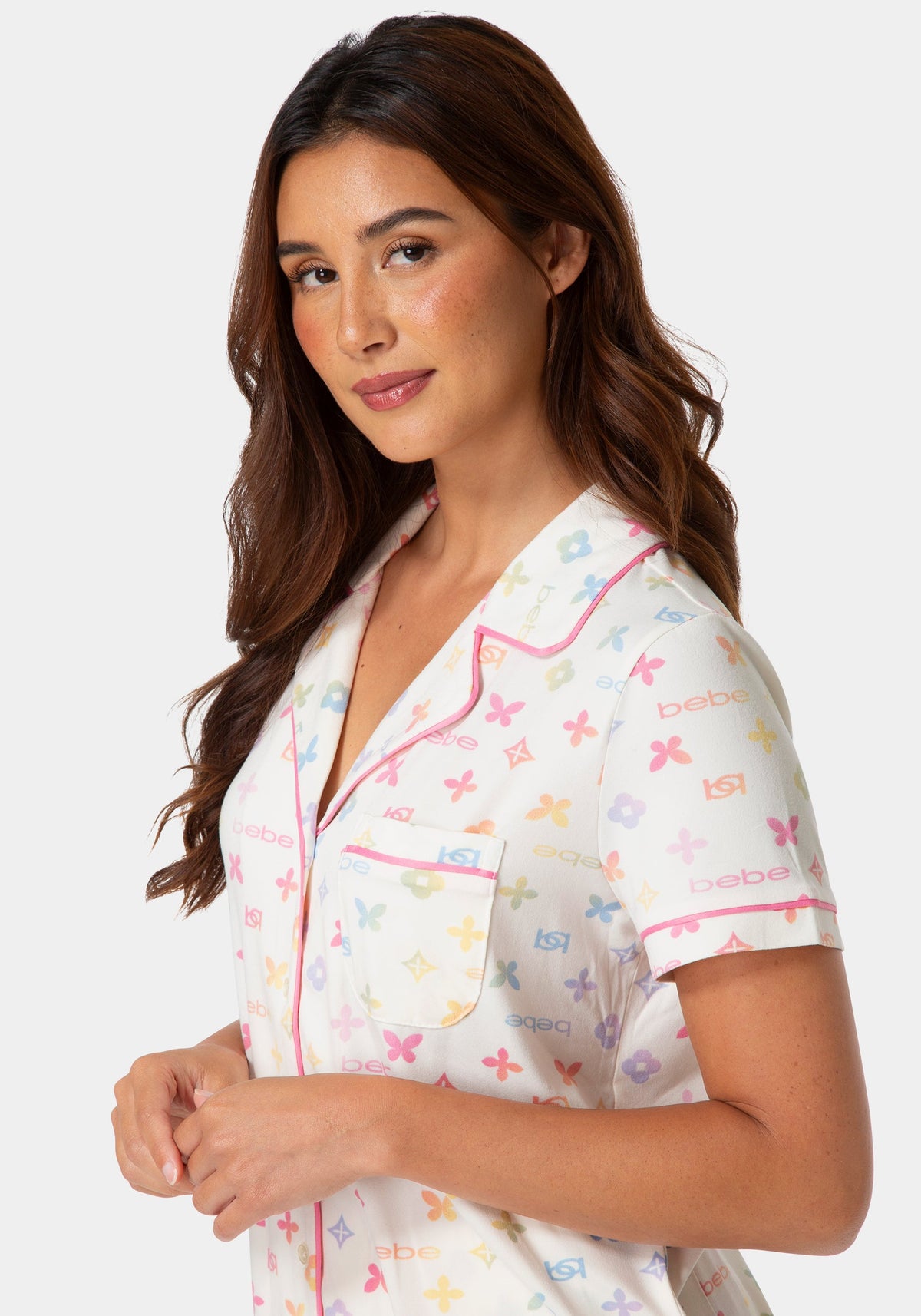 Other View-2-Piece Notch Collar Pajama Set - Ivory-EGRET