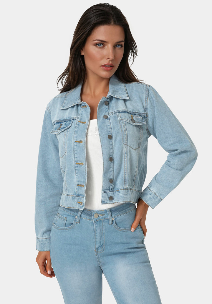 Front View-The Cargo Jacket-LIGHT WASH