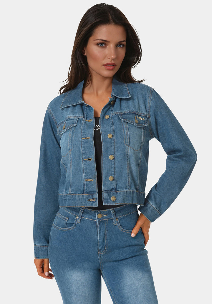 Front View-The Cargo Jacket-MEDIUM WASH