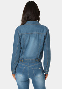 Back View-The Cargo Jacket-MEDIUM WASH