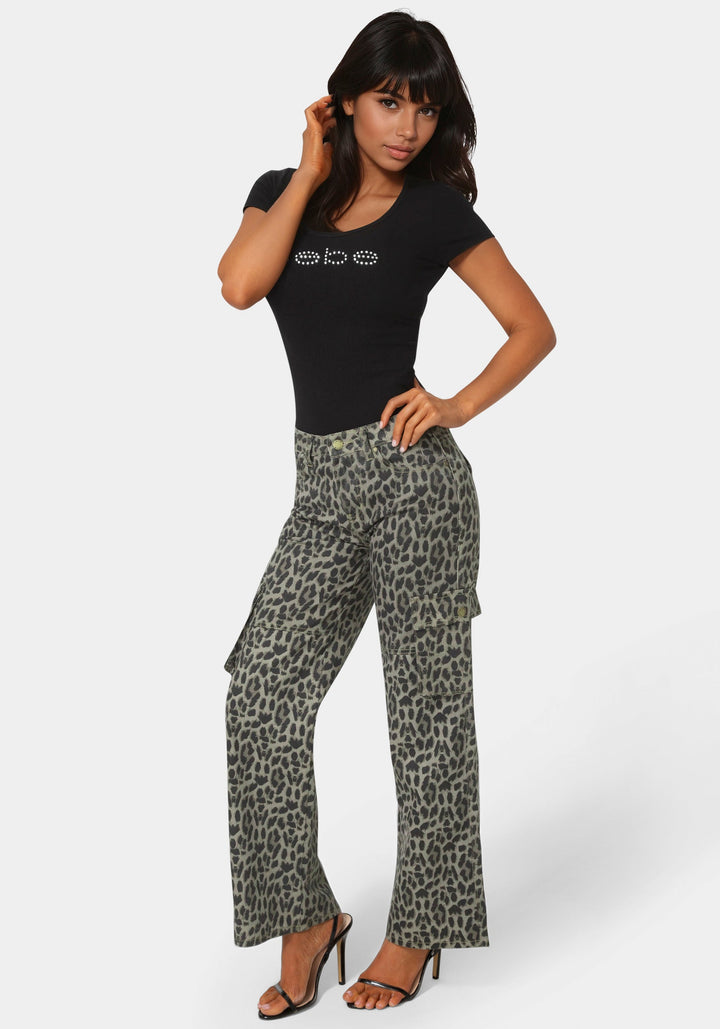 Side View-The Straight Cargo Jean-ANIMAL PRINT