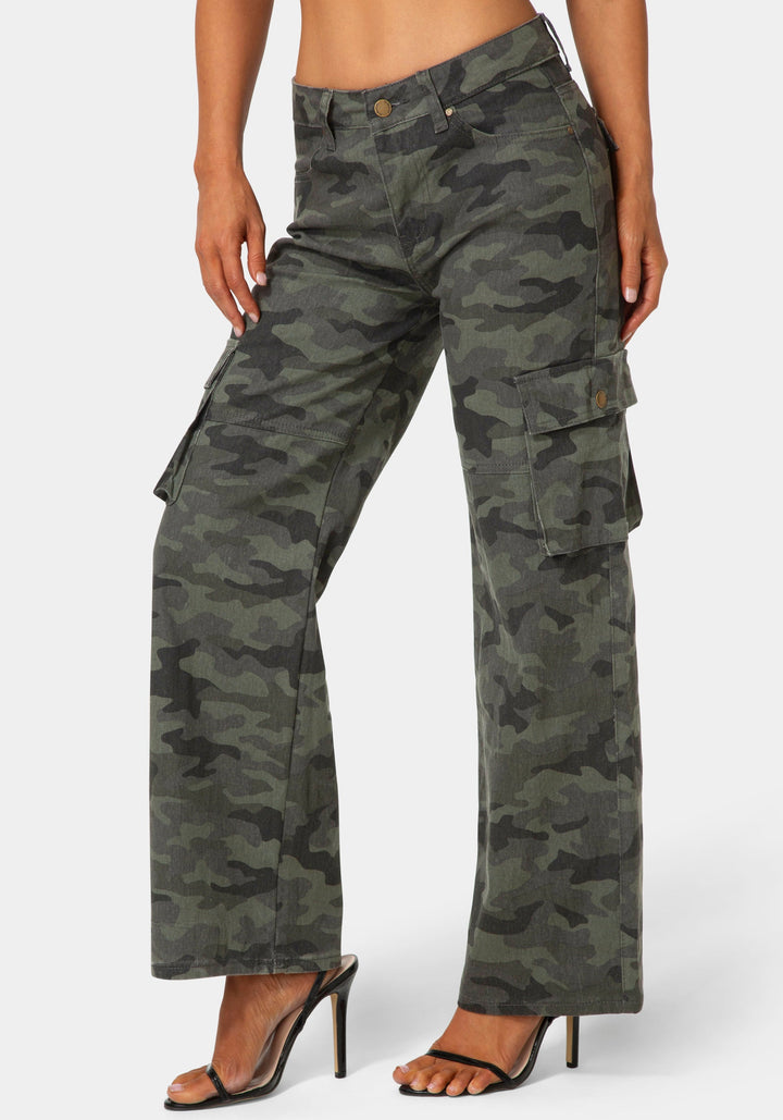 Front View-The Straight Cargo Jean-CAMO PRINT