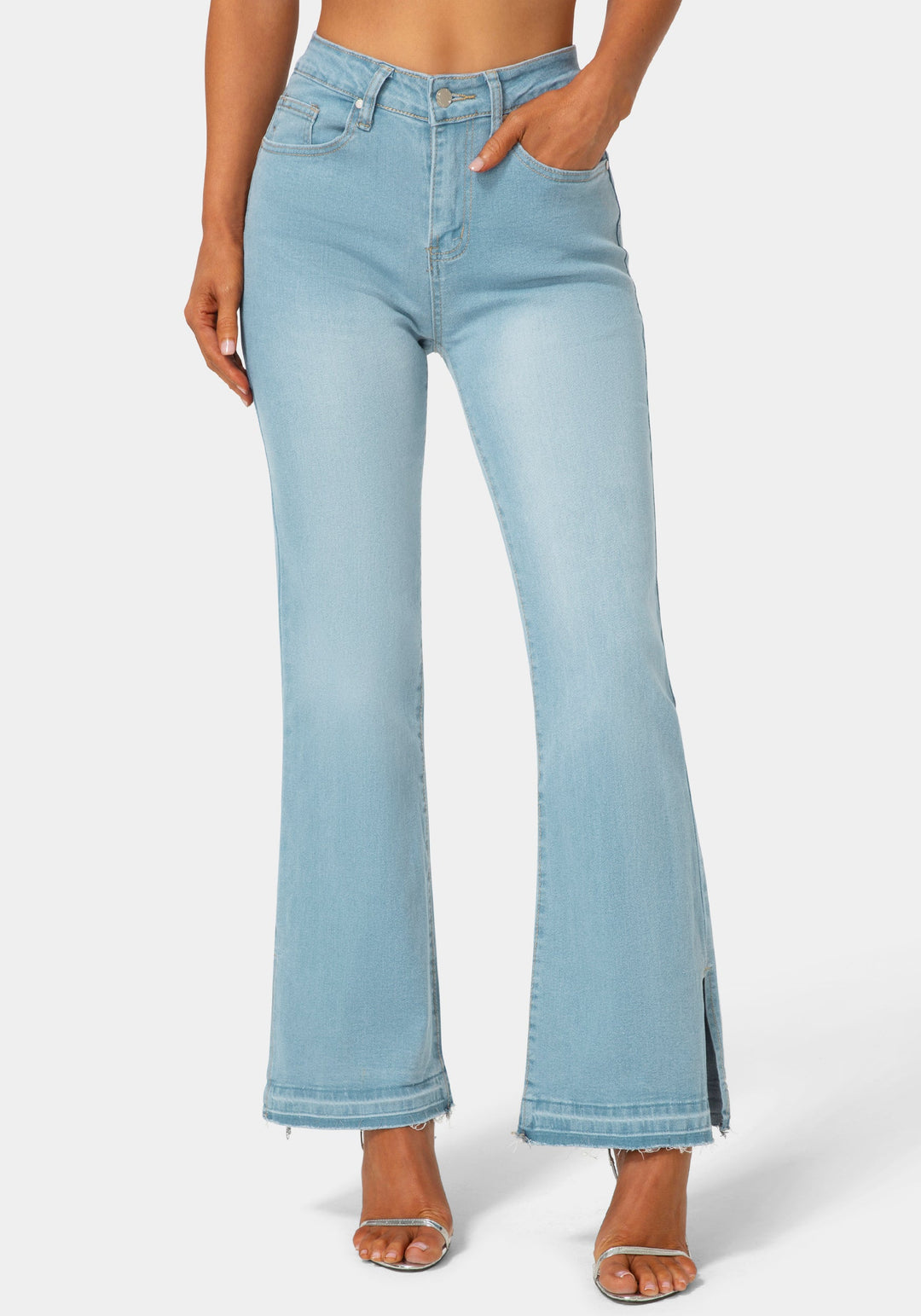 Front View-The Block Straight Jean-LIGHT BLUE