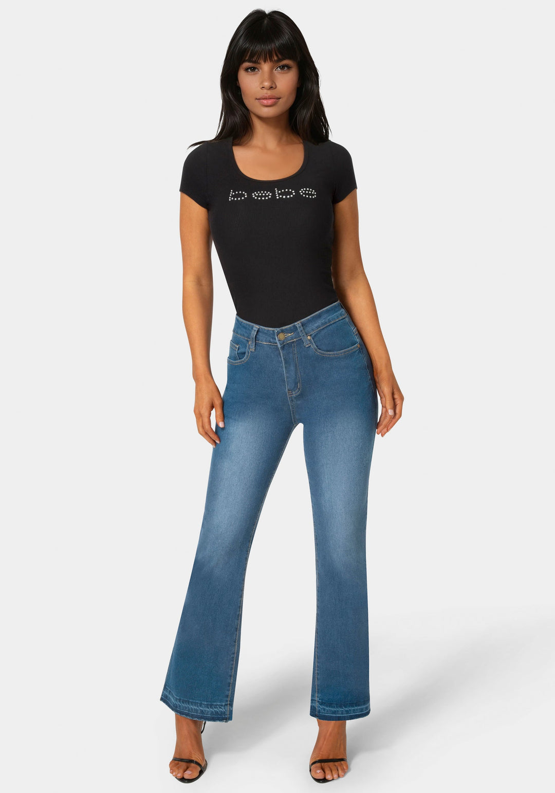 Front View-The Block Straight Jean-MEDIUM BLUE