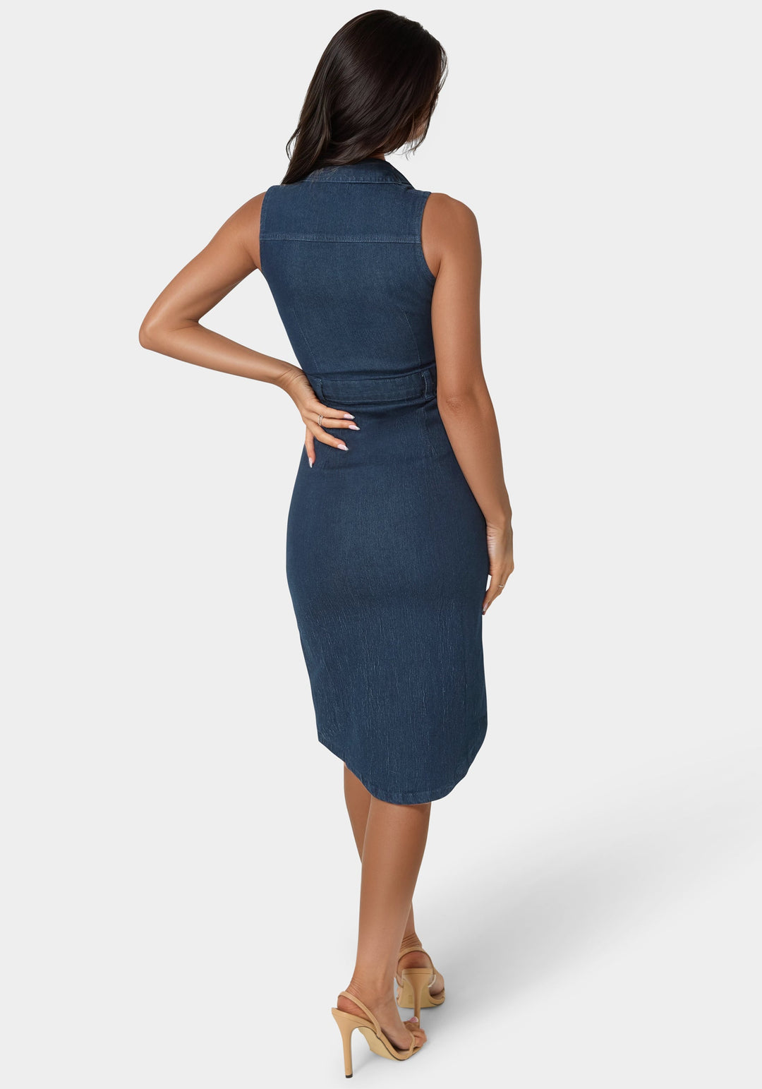 The Sleeveless Midi Shirt Dress bebe The Sleeveless Midi Shirt Dress bebe