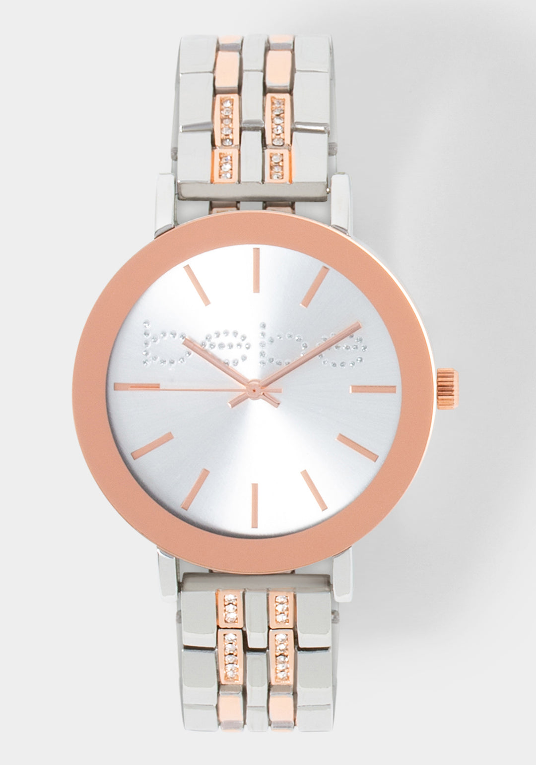 Front View-Watch-Wall To Wall Crystal-ROSE GLD/SIL