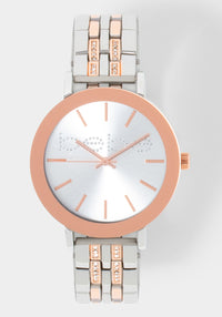 Front View-Watch-Wall To Wall Crystal-ROSE GLD/SIL