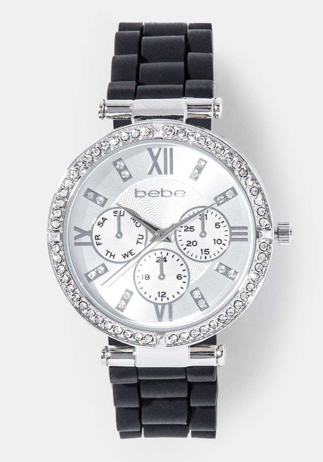 Front View-Watch Interchangeable Strap Set-SIL/BLK