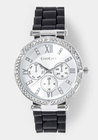 Front View-Watch Interchangeable Strap Set-SIL/BLK